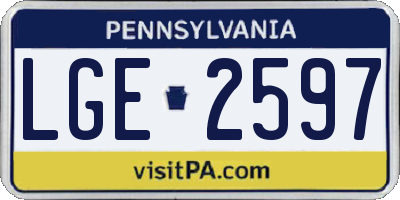 PA license plate LGE2597