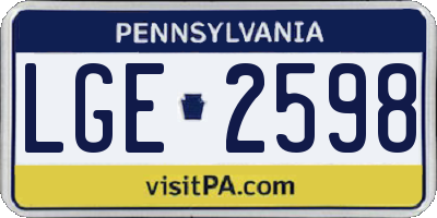 PA license plate LGE2598