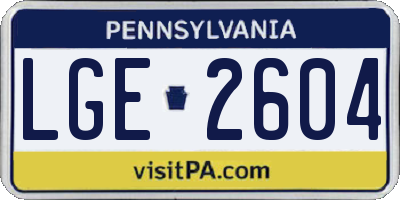 PA license plate LGE2604