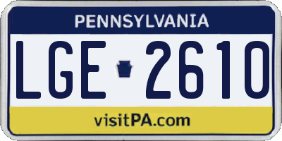 PA license plate LGE2610