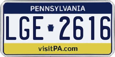 PA license plate LGE2616