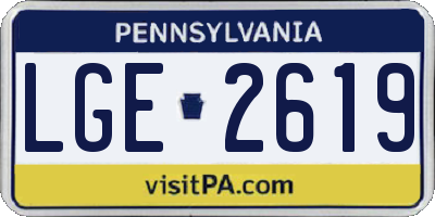 PA license plate LGE2619
