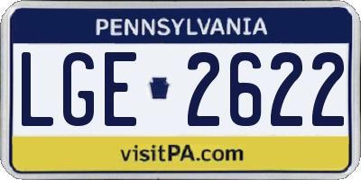 PA license plate LGE2622
