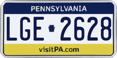 PA license plate LGE2628