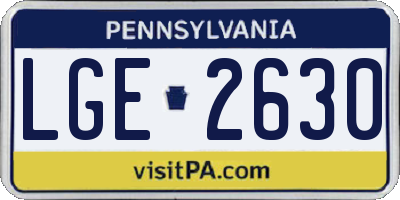 PA license plate LGE2630