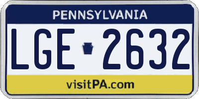 PA license plate LGE2632