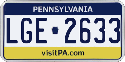 PA license plate LGE2633