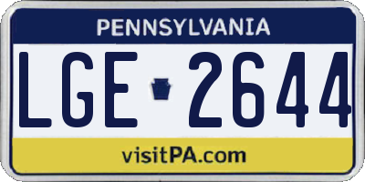 PA license plate LGE2644