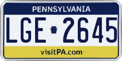 PA license plate LGE2645