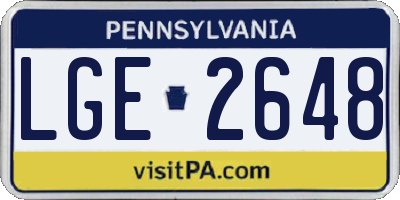 PA license plate LGE2648