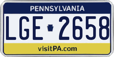 PA license plate LGE2658