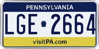 PA license plate LGE2664