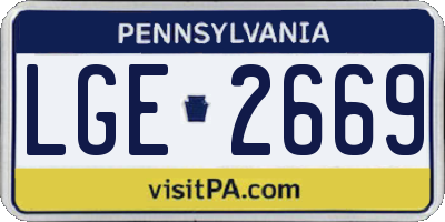 PA license plate LGE2669