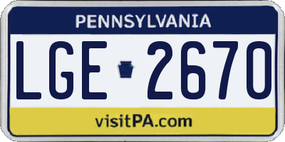 PA license plate LGE2670
