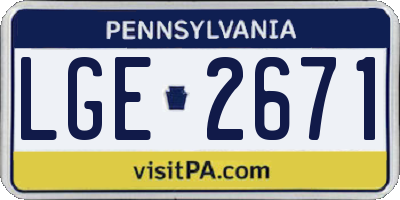 PA license plate LGE2671