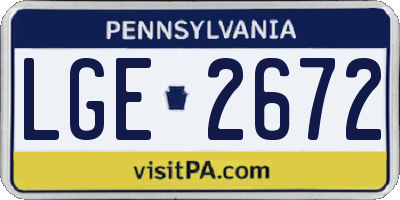 PA license plate LGE2672