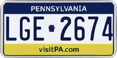 PA license plate LGE2674