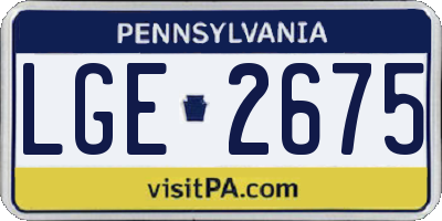 PA license plate LGE2675