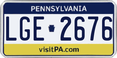 PA license plate LGE2676