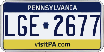 PA license plate LGE2677