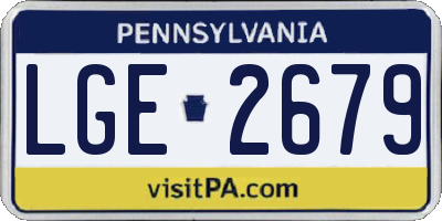 PA license plate LGE2679