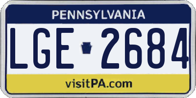 PA license plate LGE2684