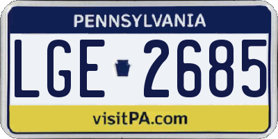 PA license plate LGE2685
