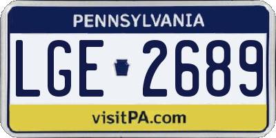 PA license plate LGE2689