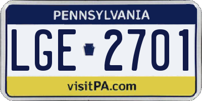 PA license plate LGE2701