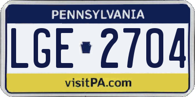 PA license plate LGE2704