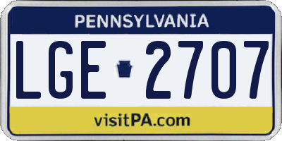 PA license plate LGE2707