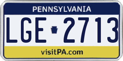 PA license plate LGE2713