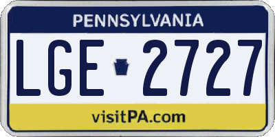 PA license plate LGE2727