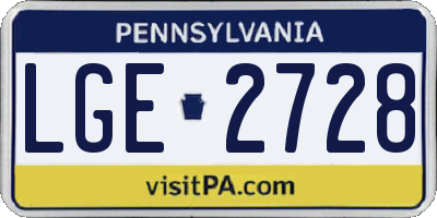 PA license plate LGE2728