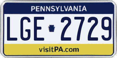PA license plate LGE2729