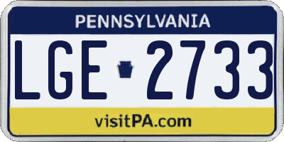PA license plate LGE2733
