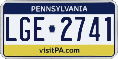 PA license plate LGE2741