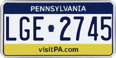 PA license plate LGE2745