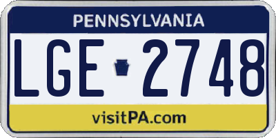 PA license plate LGE2748