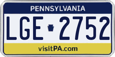 PA license plate LGE2752