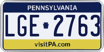 PA license plate LGE2763