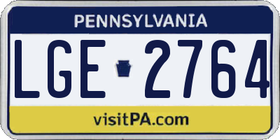 PA license plate LGE2764