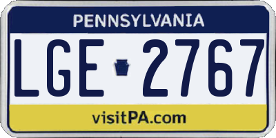 PA license plate LGE2767