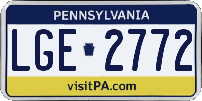 PA license plate LGE2772