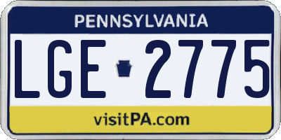 PA license plate LGE2775