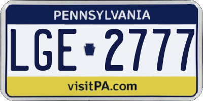 PA license plate LGE2777