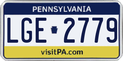 PA license plate LGE2779