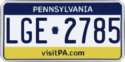 PA license plate LGE2785