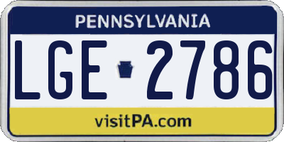 PA license plate LGE2786