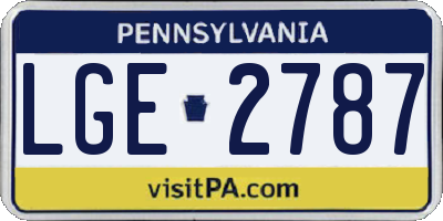 PA license plate LGE2787